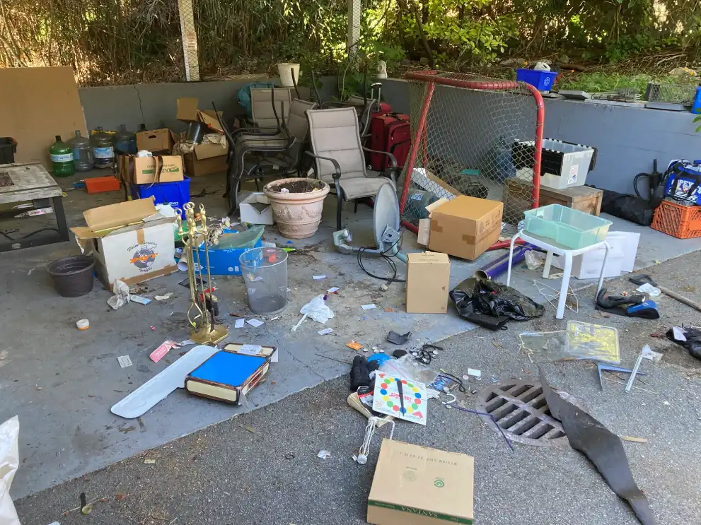 A garage full of junk and trash